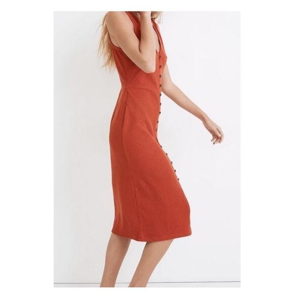 Madewell Midi Dress Size XXL Burnt Orange Etruscan Clay Ribbed Organic Cotton - Picture 2 of 7